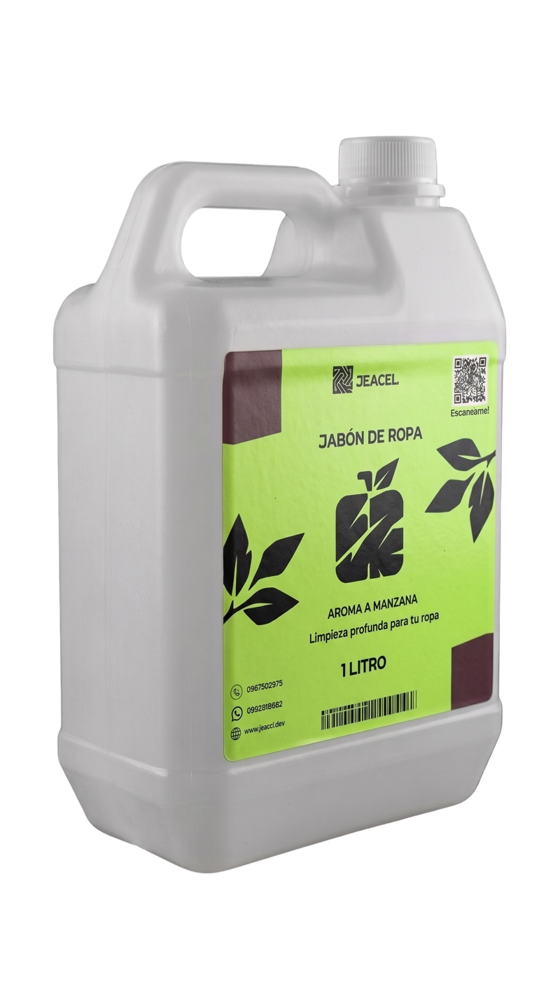 Galón de jabón de ropa Jeacel, 1 litro, aroma a manzana
